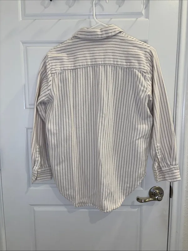 Madewell Striped Flannel Button Down Shirt XXS 100% Cotton Oversized - Image 3