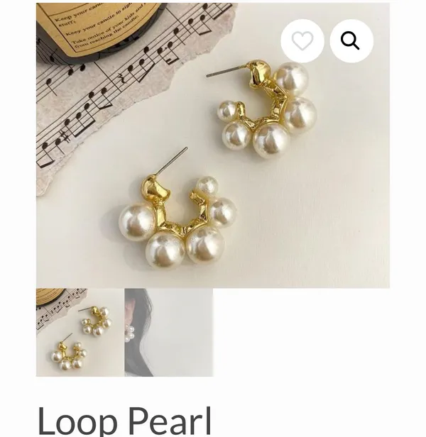 Anthropologie Lake Life Chunky Ascending Pearl Hoop Earrings - Image 4