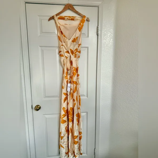 NWT Reformation Anaiis Silk Floral Maxi Dress in Yellow Cream 10 - Image 7