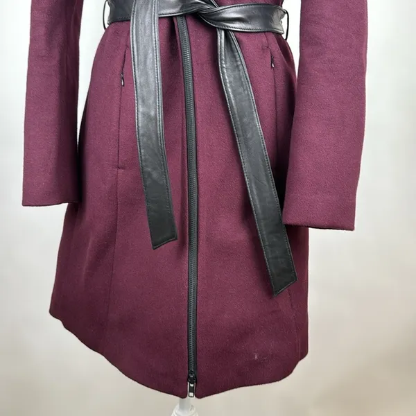 Soia & Kyo Arya Wool Blend Hooded Coat in Merlot Size Small - Image 7