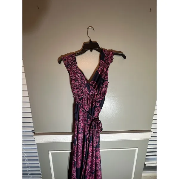 Attention Size Small Navy Blue Dress With Pink Medallions‎ - Image 2