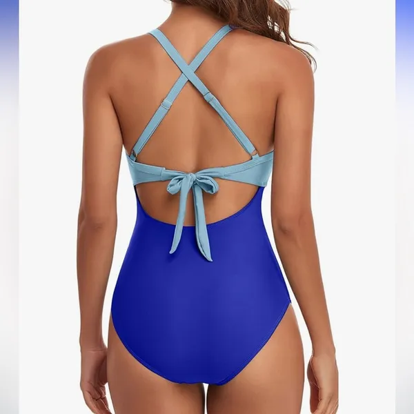 Eomenie One Piece Swimsuits Tummy Control Cutout High Waisted Wrap Tie Back - Image 5