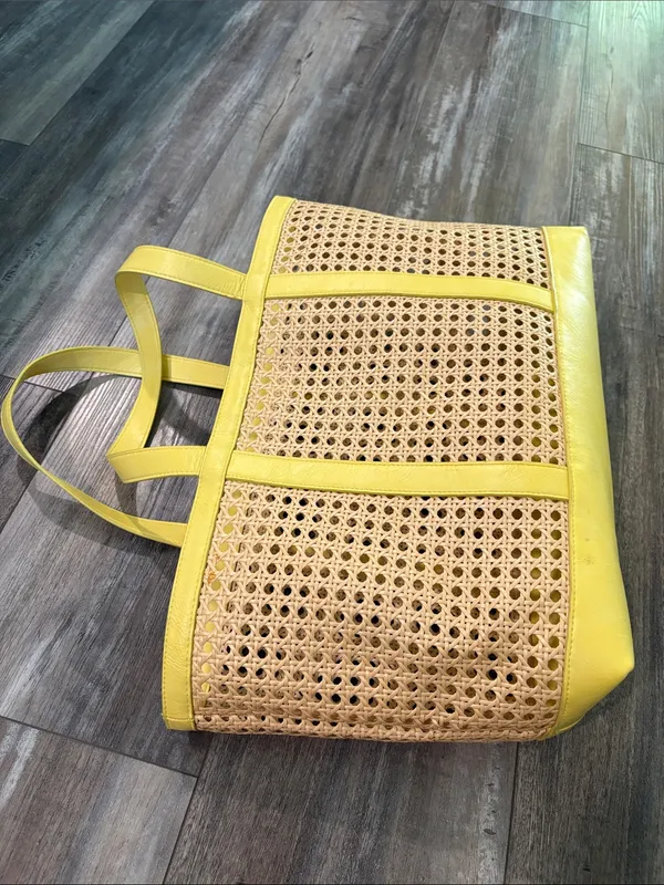 Universal Threads Caning natural tote handbag yellow - Image 12