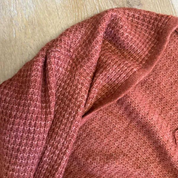 American Eagle Rust Waffle Knit Cardigan Sweater - Image 4
