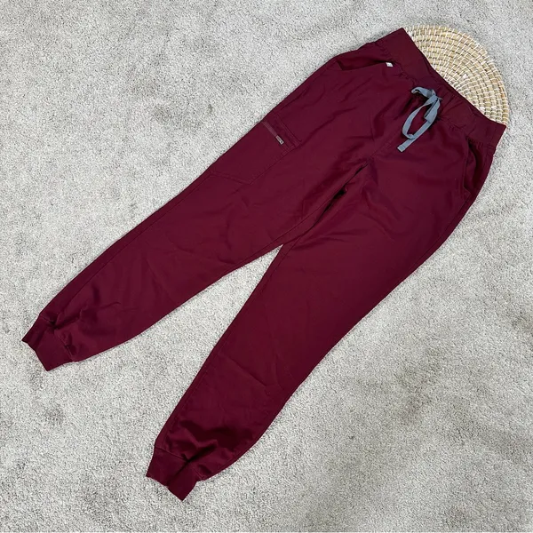 Figs Women’s High Waisted Zamora Jogger Scrub Pants Pull On in Burgundy ST - Image 4