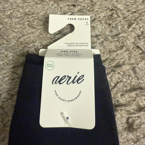 Aerie Black New York NYC Block Letter Graphic Real Soft® Crew Socks - Image 2