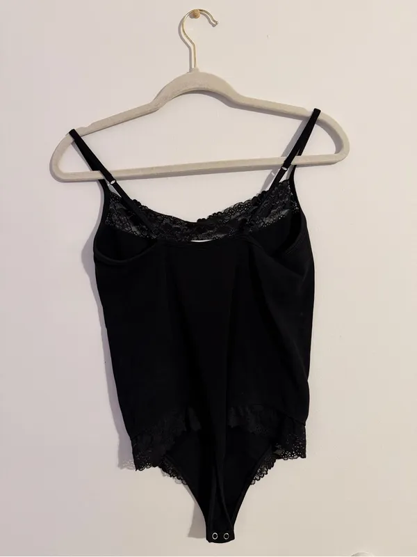 Victoria's Secret PINK Black Lace-Trim Bodysuit - Image 2