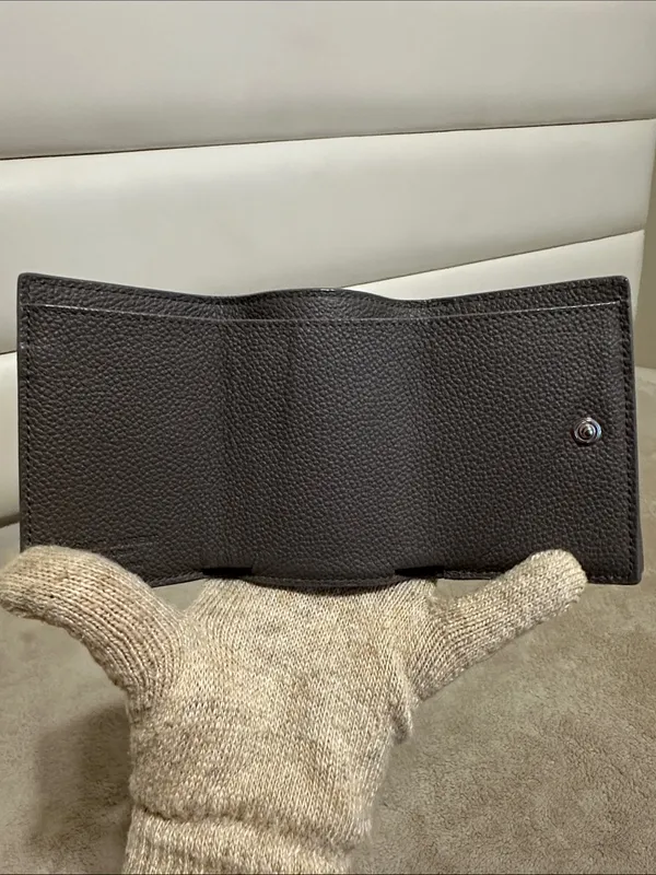 Saint Laurent Pebbled Leather Card Case in Taupe Gray - Image 11