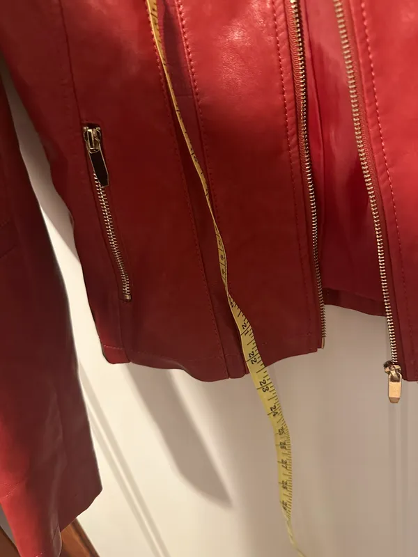 Red Faux Leather Jacket XS Extra Small - Image 5