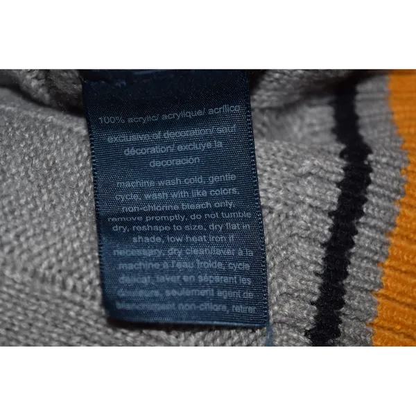 Tommy Hilfiger Sweater Large Gray Varsity V-Neck Cable Knit Excellent Y2K Junior - Image 5