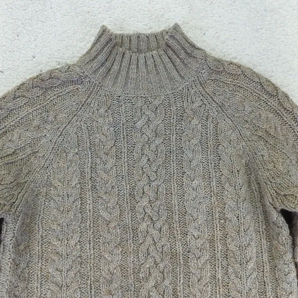Vintage North Crest Cable Knit Mock Neck Sweater Womens Small Tan Acrylic‎ Wool - Image 3