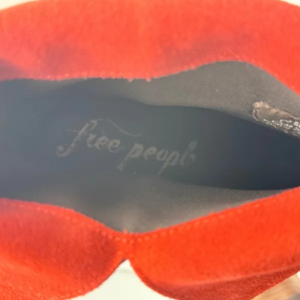 Free‎ People Suede Ankle Boots Women 36 Red Fold Over Cuff Pointed Toe Cone Heel - Image 12