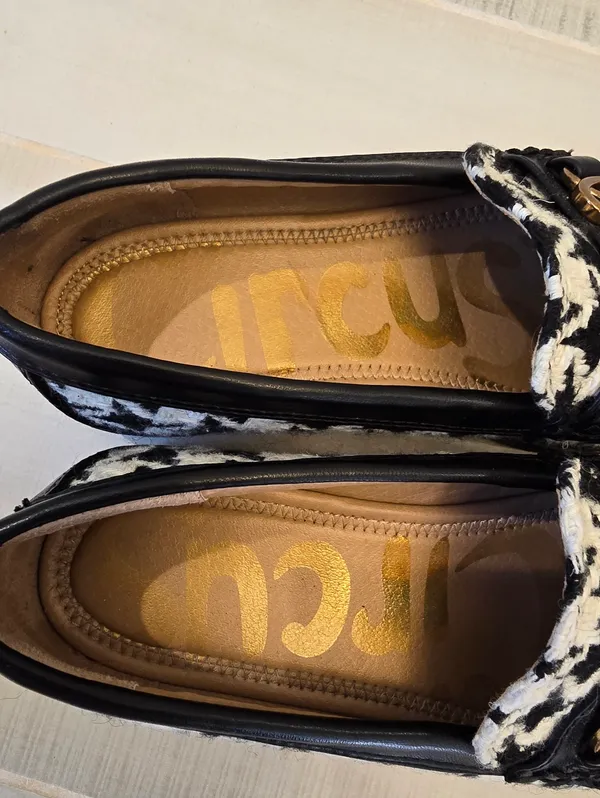 {5.5} Sam Edelman Circus Deana Black White Houndstooth Lug Sole Loafers - Image 8