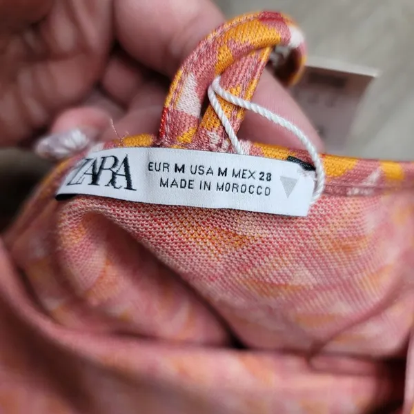 ZARA NWT asymmetrical colorful retro spaghetti bandana tank top orange size med - Image 6