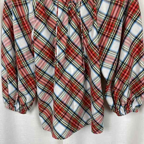 J.Crew Tartan Plaid Smocked Neck Popover Blouse Sz.XS - Image 10