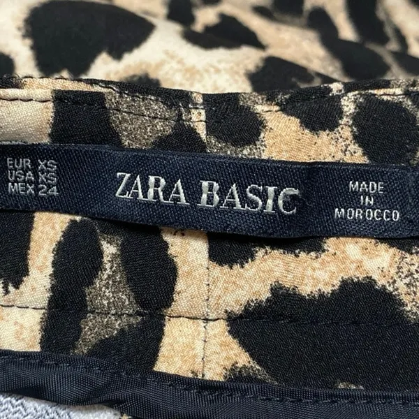 Zara Beige Black Leopard Animal Print High Rise Flare Bootcut Trousers Pants XS - Image 4