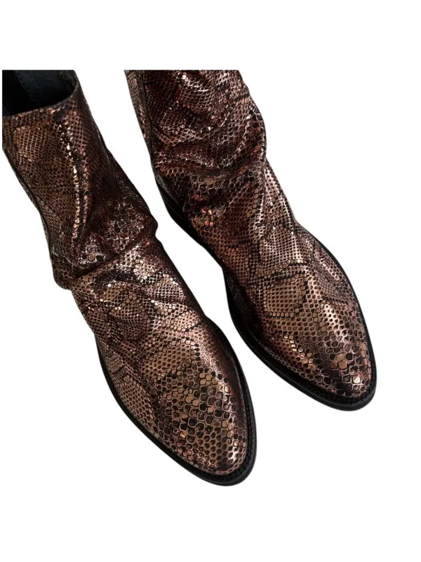 EUC Free People Leather Amarone Cooper Snakeskin Boots Size 7.5 - Image 6
