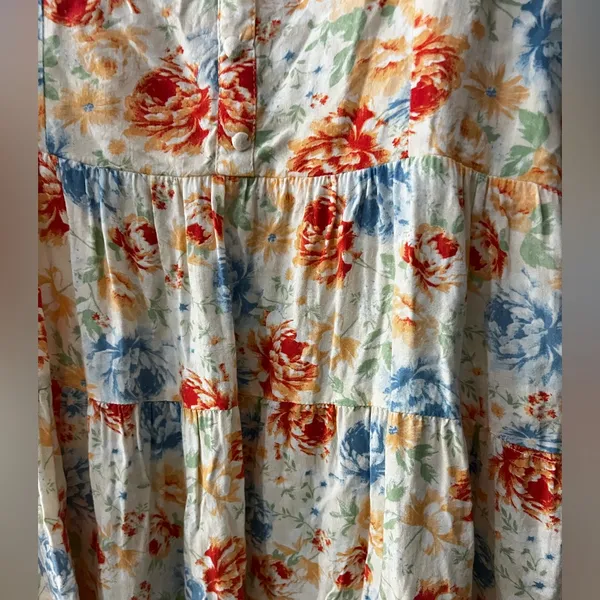 Derek Heart Floral Tiered Button-Front Maxi Dress in Multicolor Size Large - Image 3