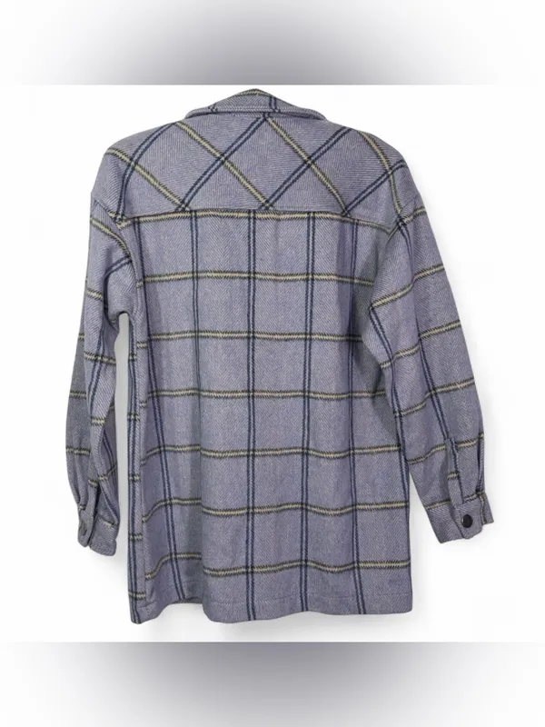 NWT Lulus Women’s Keep It Cool Blue Plaid Long Sleeve Shacket Jacket Size Small - Image 13