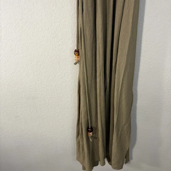 Zara Dress Womens Sz XS Khaki Olive Midi Pleated Tie Waist Contemprorary Beachy - Image 5