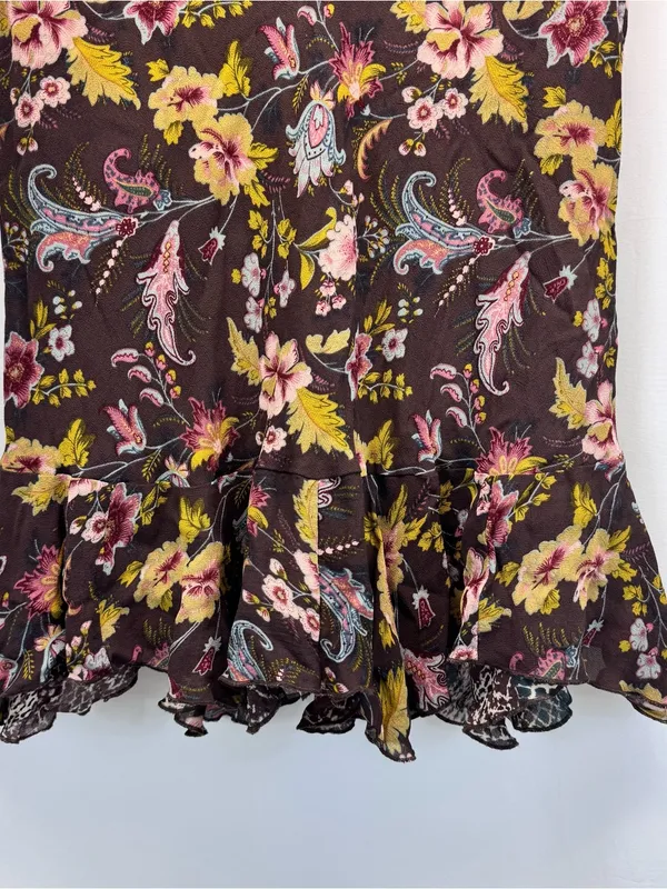 Reversible Floral Animal Midi Skirt 32” L Green Brown Fall Boho Indie Academia - Image 8