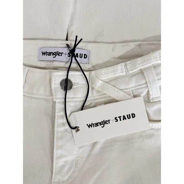 NWT Wrangler x Staud Jeans White The Bikini Denim Flare Low Rise Side Slit 25x32 - Image 4
