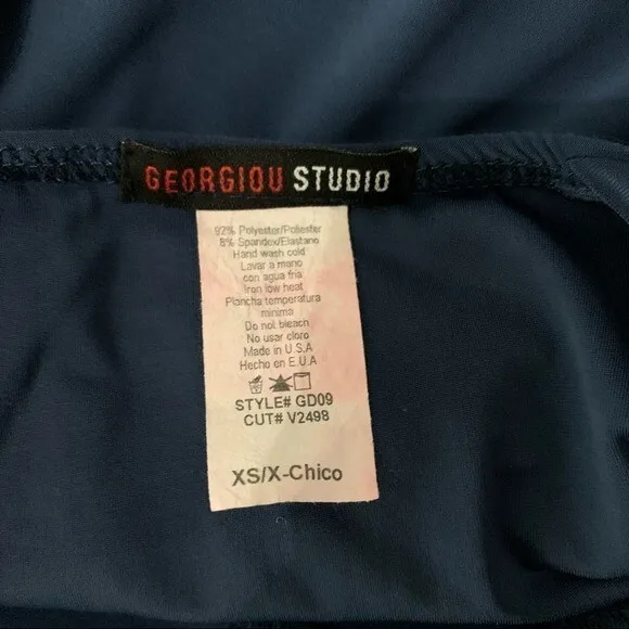 Georgiou Studio Blue Ruched Sleeveless Dress XS X-Chico Made In USA Boho‎ Chic - Image 6