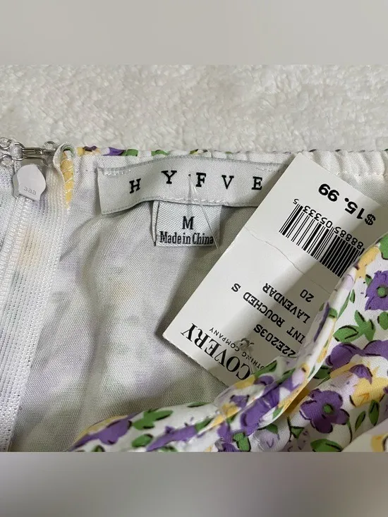 NWT HYFVE Lilac Floral Ruched Mini Skirt with Ruffles size M - Image 5