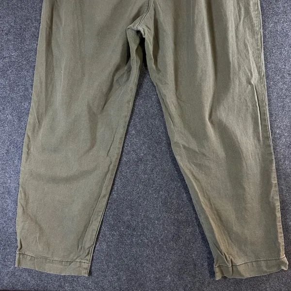 Abercrombie & Fitch Olive Green Linen Blend Pleated Tapered Pants Size L - Image 13
