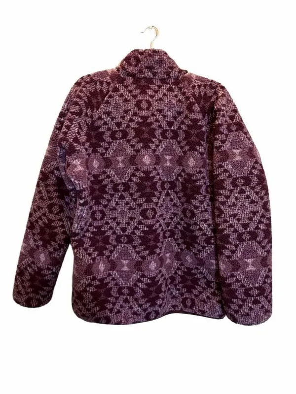 Columbia Full Zip Printed Fleece Jacket Purple Pink Aztec Pattern - Image 6