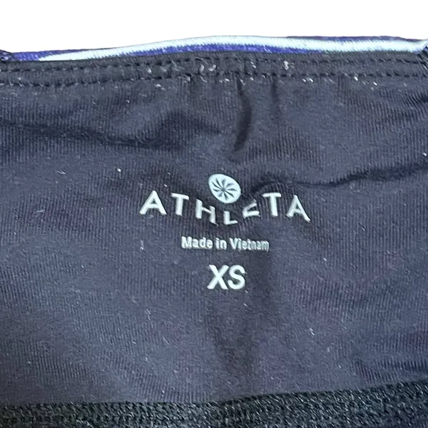 Athleta Leggings Size XS Black W/‎ Purple White Striped Stretch Athleisure 24X20 - Image 5