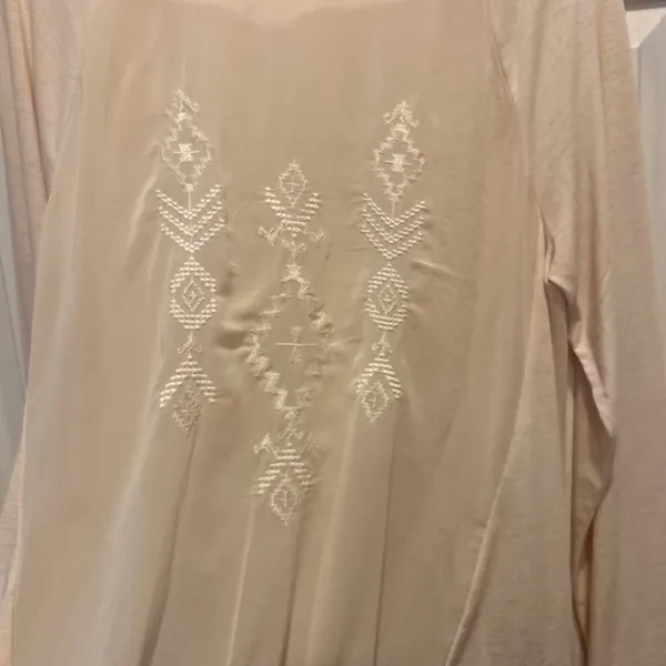 Ruff Hewn Grey Womens Cream Embroidered Raglan Long Sleeve Top‎ Large - Image 3