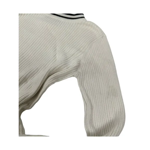 Aeropostale Ribbed Sweater Cream Black Trim Cropped Preppy‎ Minimalist Size L - Image 6