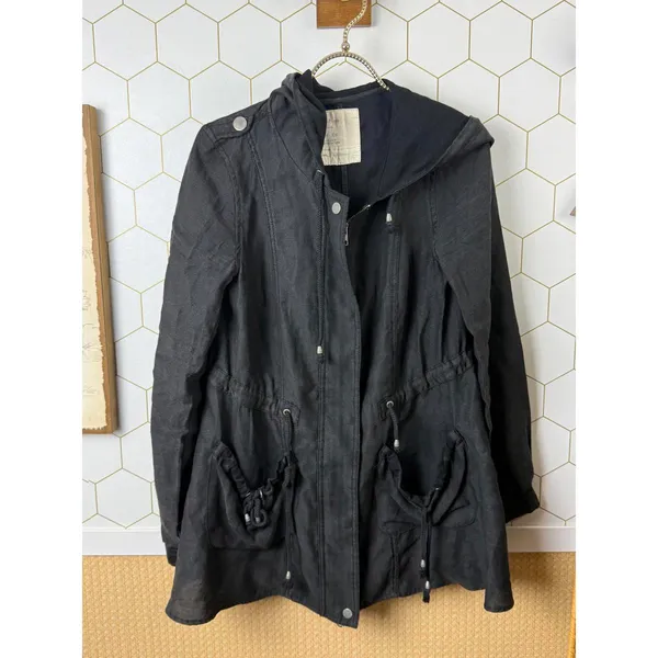 Free People Lightweight Black Slouchy Full Zip Hooded Jacket - Size - XS - Image 5