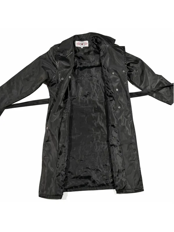 Vintage MALJUT Sportswear Long Coat M Black Cyberpunk 90s Trench Unisex - Image 10