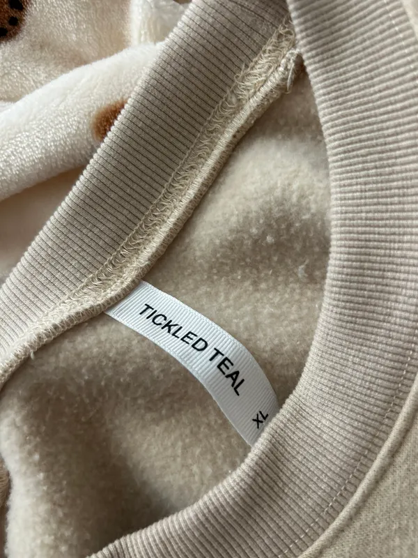 Tickled Teal Cream oversized thick crewneck - Image 2