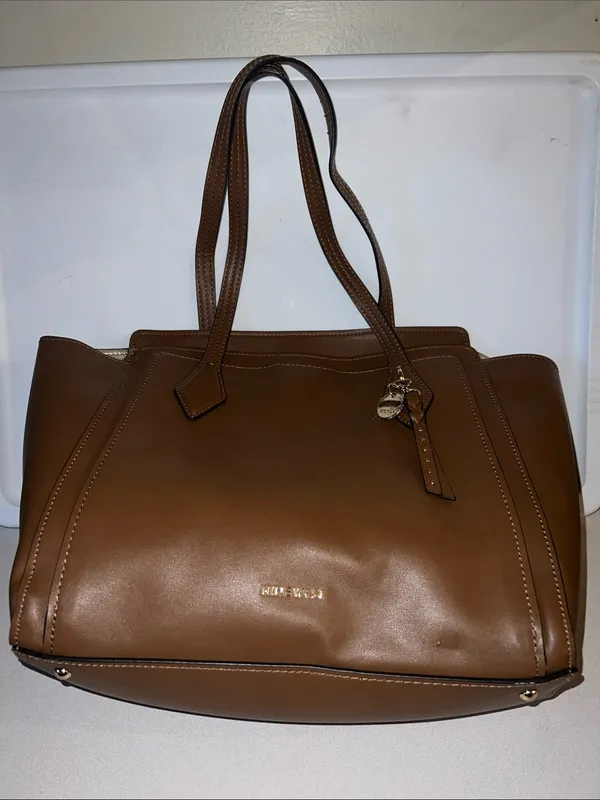 Nine West Cognac Brown Structured Tote - Image 3