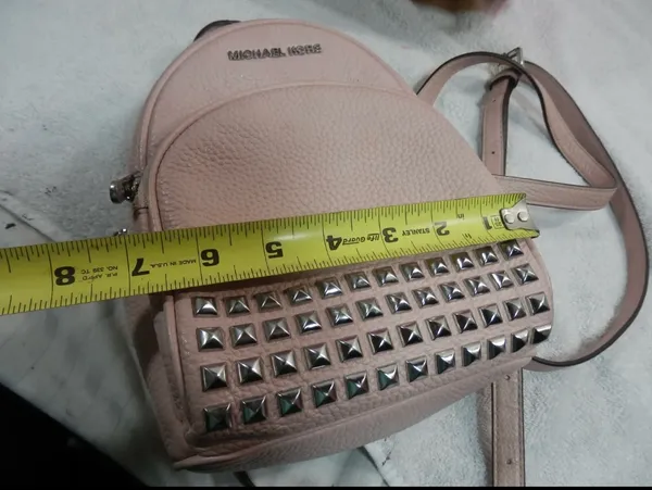 Abbey Studded Pink Pebble Leather Mini Backpack - Image 6