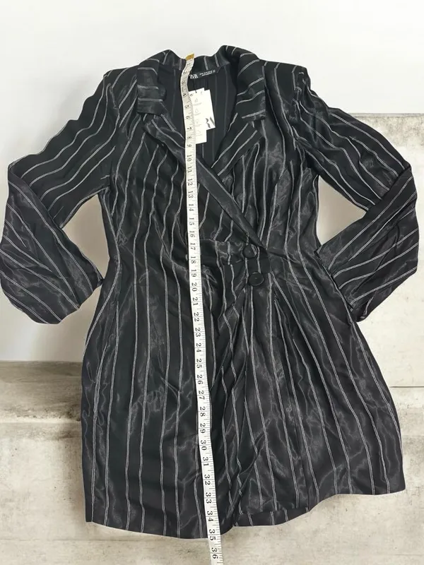 Zara Pinstripe Satin Effect Wrap Blazer Mini Dress New With Tags Medium - Image 8
