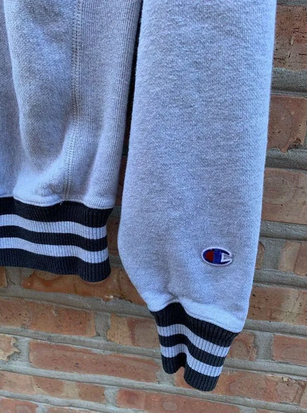 Champion Vintage 90's Reverse Weave Ringer Sweatshirt Crewneck Spellout Gray Medium M - Image 4
