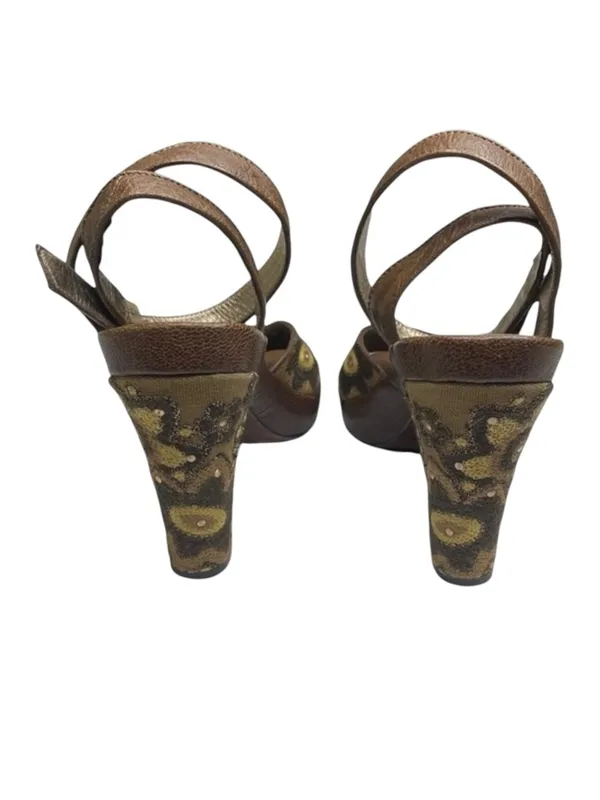 Kenneth Cole ❁ Afterflower Ankle Strap Embroidered Leather Heels ❁ Brown ❁ 9M ❁ - Image 5