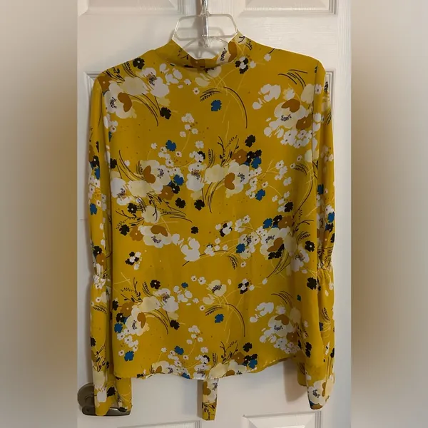 Mustard floral Worthington blouse Sz L - Image 2