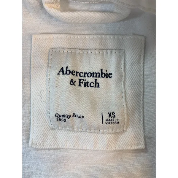 Abercrombie & Fitch White Denim Trucker Jacket Womens XS 144J0317 Stretch Cotton - Image 5