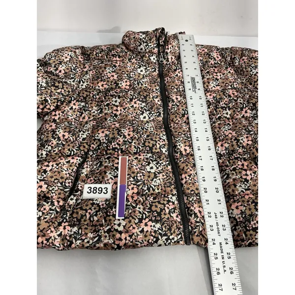 Womans Time & Tru XL 16-18 Floral Puffy Coat Full Zip Lined Multicolor - Image 8