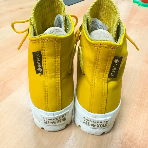 Converse Mustard Yellow Lugged Sole High Top Sneakers - Image 11