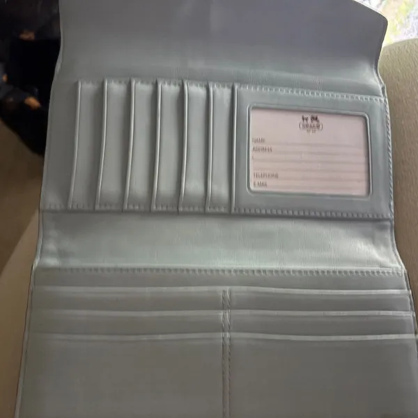 Coach Leather Accordion Card Wallet - Light Blue‎ - Image 5