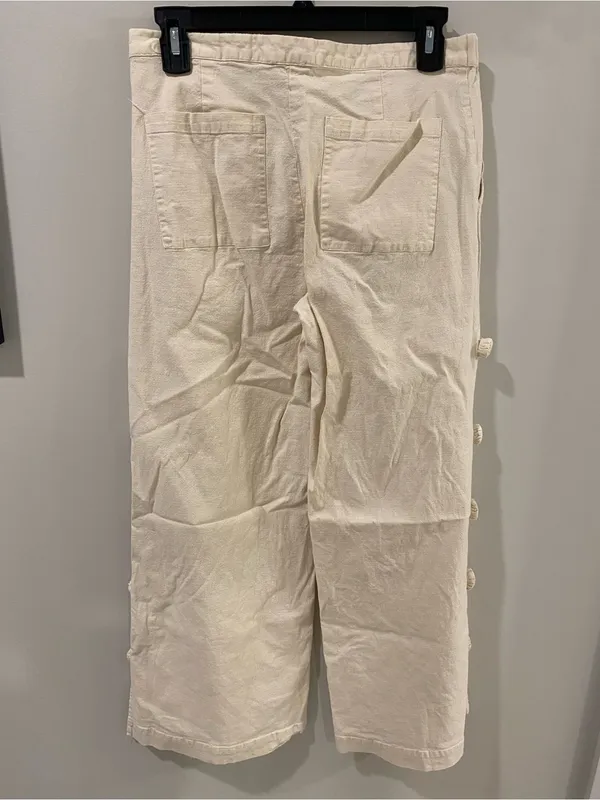 Anthropologie - Find Me Now Linen Blend Wide Leg Seam Pants Size Medium - Image 6