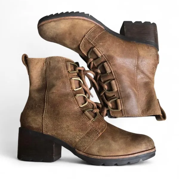 Sorel Womens Size 8 Brown Suede Lace Up Ankle Fashion Boots Bootie - Image 9