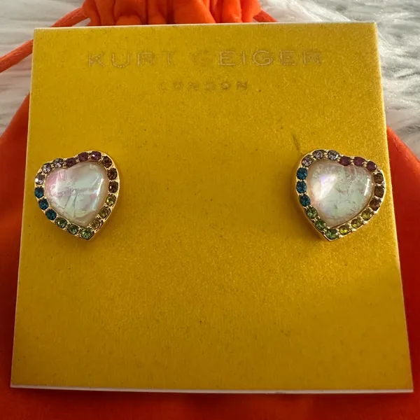 Kurt Geiger Pace‎ Crystal Opal Heart Earrings - Image 2