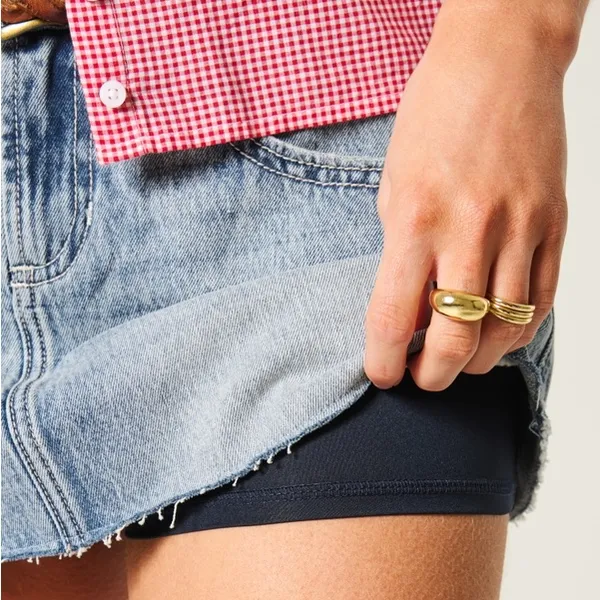 Hollister Low-Rise Star Embroidered Denim Mini Skort NWT - Image 5
